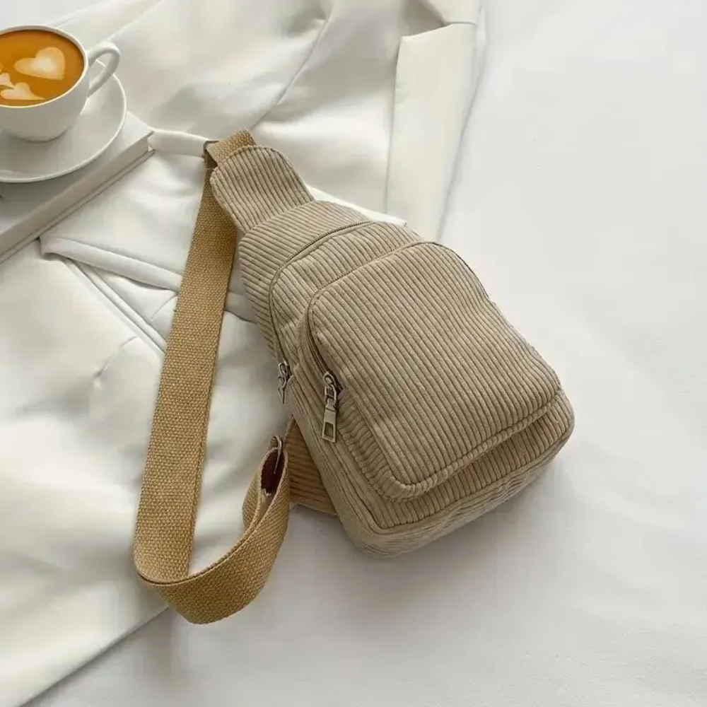 Sling Backpack Shoulder - Vintage Corduroyกระเป๋าCrossbody Retroกระเป๋าสะพายกระเป๋าผู้หญิงลําลองไหล่และกระเป๋าเป้สะพายหลังSlim Miniกระเป๋าโทรศัพท์