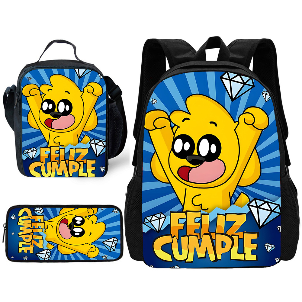 Canvas Backpack Casual - เด็ก Casual Mikecracks การ์ตูน Compadretesls กระเป๋าเป้สะพายหลังพร้อมถุงอาหารกลางวัน,