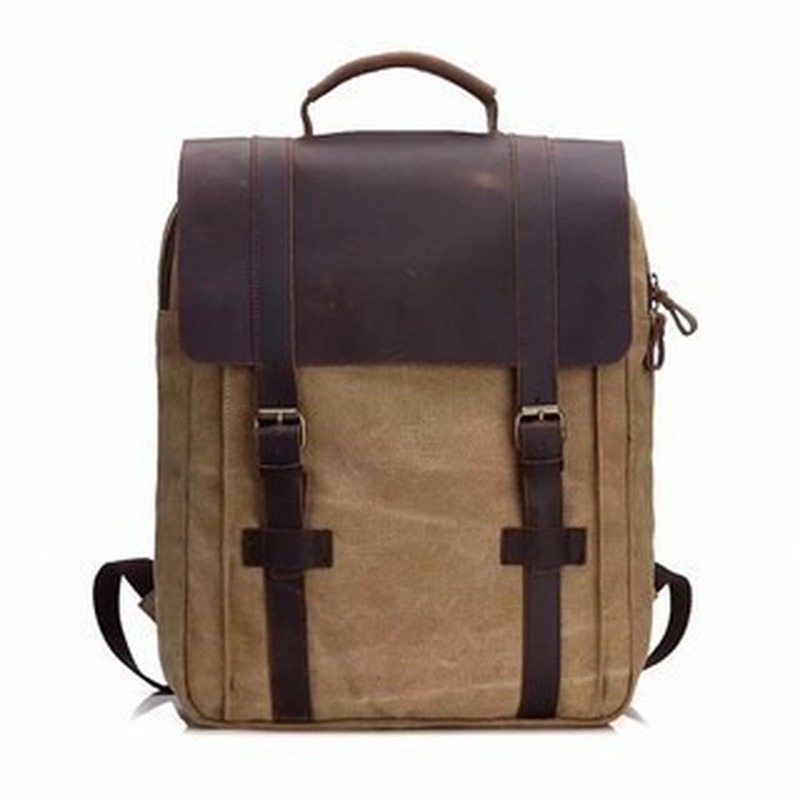 Canvas Backpack Casual - กระเป๋าเป้สะพายหลังแฟชั่น กระเป๋านักเรียน กระเป๋าผ้าแคนวาสลำลองสำหรับผู้ชาย กระเป๋าเดินทางสไตล์เรโทร หนังลายม้าป่า กระเป๋าสะพายไหล่คู่