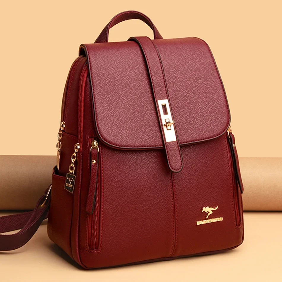 Leather Backpack Vintage - กระเป๋าเป้สะพายหลังหนังผู้หญิงขนาดใหญ่ คุณภาพสูง สไตล์วินเทจ สำหรับนักเรียนหญิง กระเป๋าเดินทาง กระเป๋าเป้สะพายหลังสำหรับใช้ในชีวิตประจำวัน