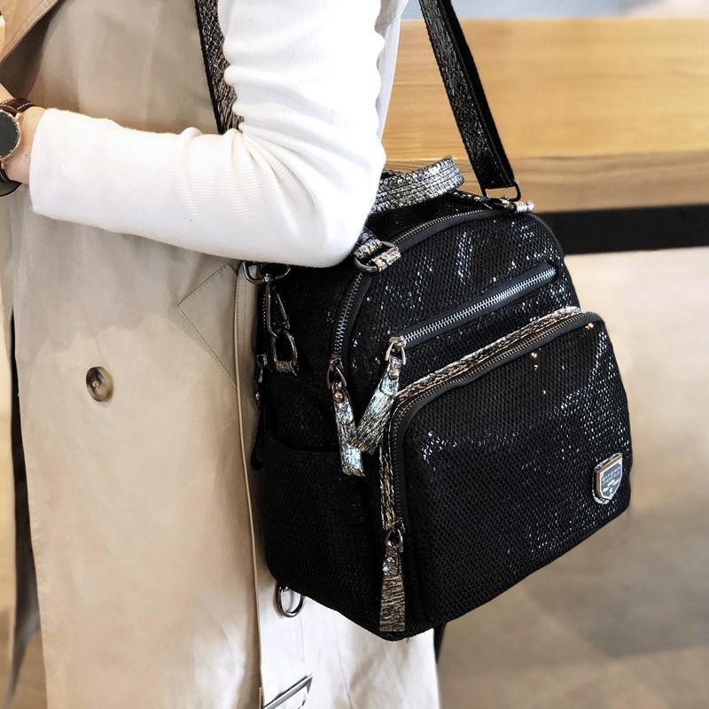 Fashion Backpack Women - 2023 ใหม่กระเป๋าเป้สะพายหลังเกาหลีกระเป๋าสตรีมือถือSequinsแฟชั่นกระเป๋าเป้สะพายหลังอเนกประสงค์ขนาดใหญ่ความจุDualใช้กระเป๋าน้ํา