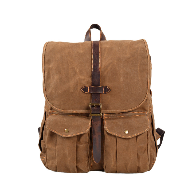 Canvas Backpack Casual - กระเป๋าเป้สะพายหลังผ้าแคนวาสแบบใหม่สำหรับผู้ชาย สำหรับการตั้งแคมป์ เดินป่า กันน้ำ สไตล์ลำลองย้อนยุค ใส่คอมพิวเตอร์ขนาด